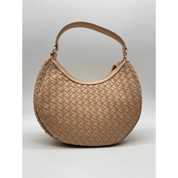 Macy's On 34th woven faux-leather shoulder hobo crossbody bag - Chai / Pink - Picture 6 of 13